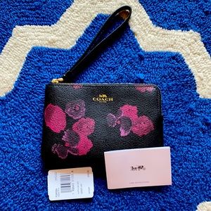 NWT Coach wristlet black with flowers